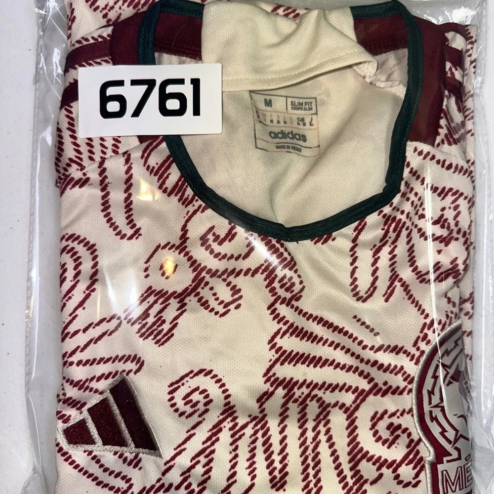 Adidas Mexico 2022 Away Jersey Mens Medium Slim Fit White Burgundy Soccer Shirt